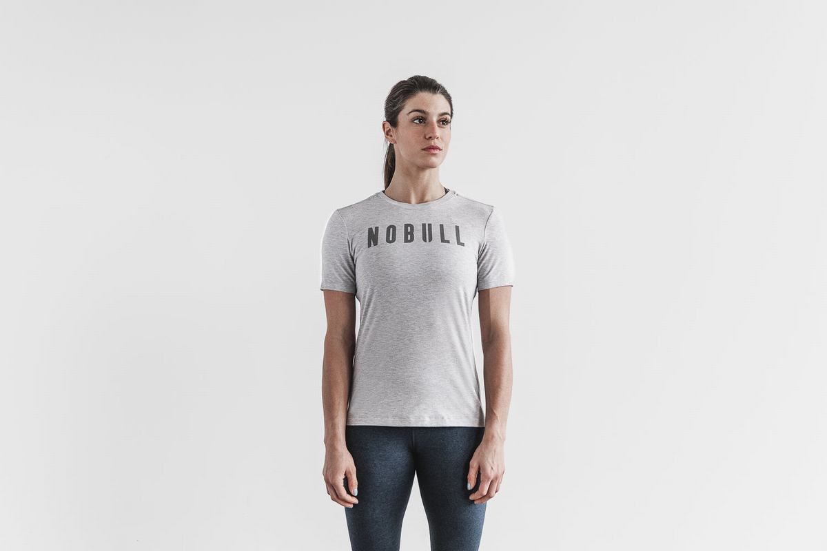 Nobull Women's T Shirts Light Grey | Australia (MJ2469)